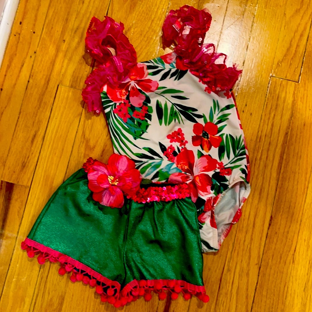 Girl tropical swimsuit